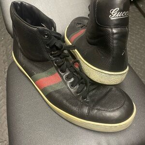 Gucci Black and Green High-Top Sneakers